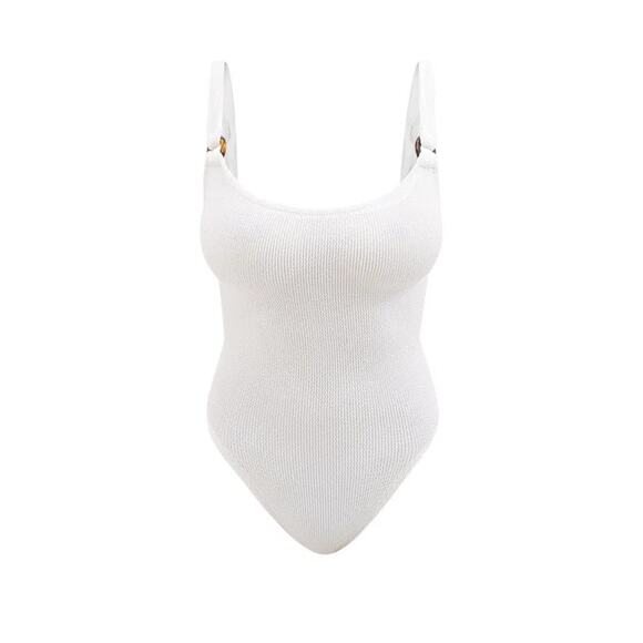 Hunza G Domino Square-Neck One Piece Swimsuit - One Size White - Picture 2 of 6